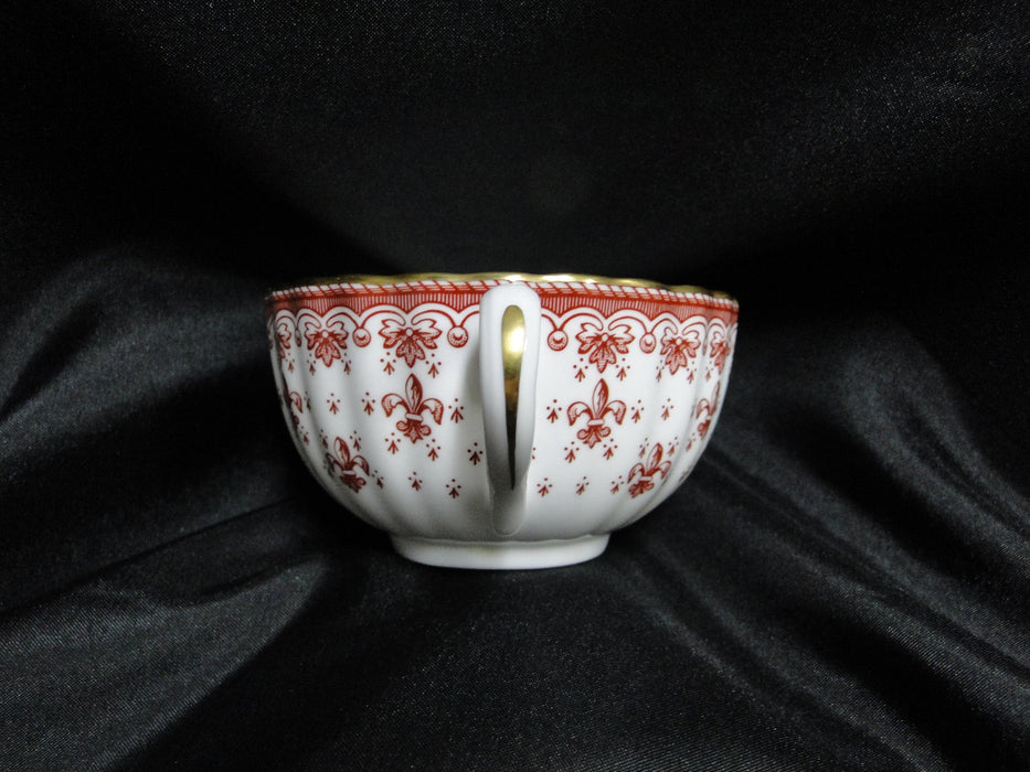Spode Fleur de Lys Red, Y7481, Gold Trim, Bone: Flat Cup & Saucer Set, 2 1/8"