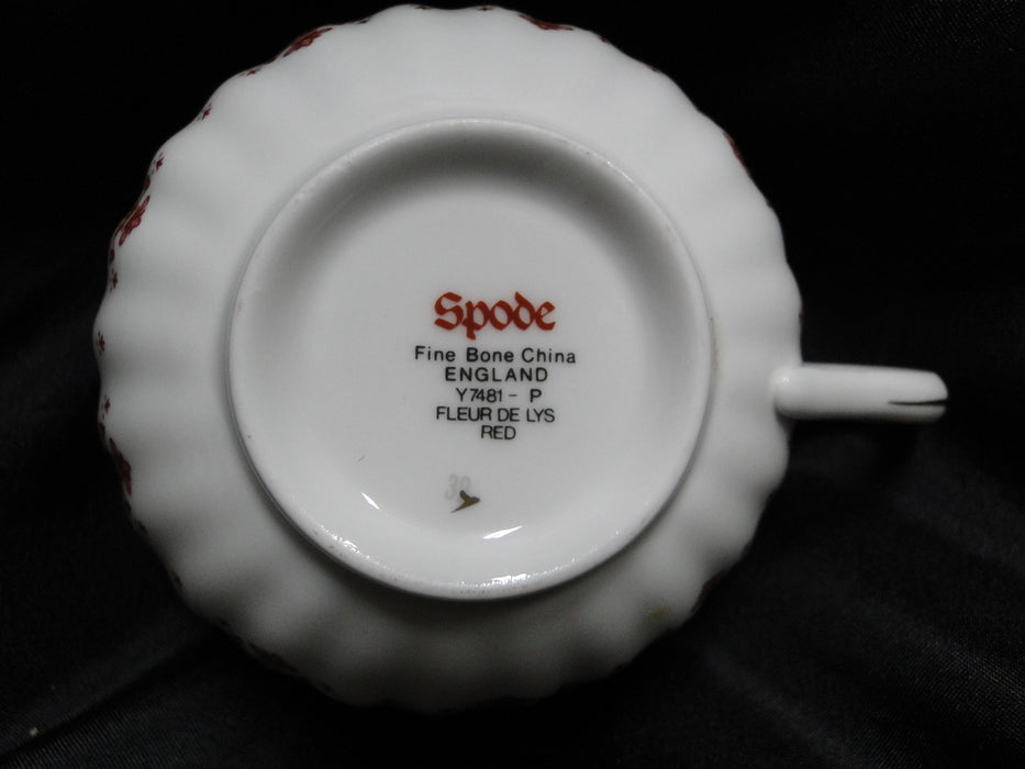 Spode Fleur de Lys Red, Y7481, Gold Trim, Bone: Flat Cup & Saucer Set, 2 1/8"