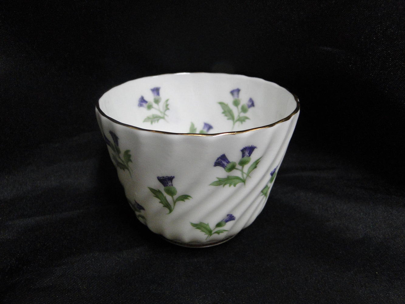 Aynsley 15287, Purple Thistle: Mini Open Sugar Bowl, 2 7/8" x 2 1/4" Tall