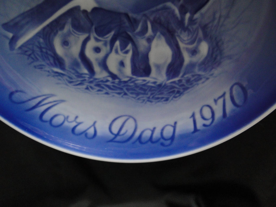 Bing & Grondahl Mother's Day Blue Mors Dag Plate 1970 Bird & Chicks, 5 7/8"