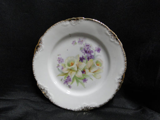 Germany Hand Painted Daffodils & Purple Flowers: Bread Plate, 6 1/8"