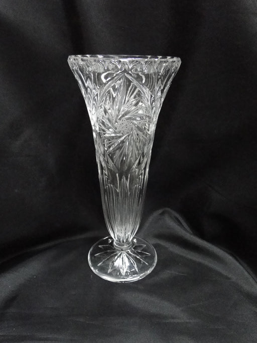 Clear, Tall, Glass, Spinning Stars: Vase, 11" Tall x 4 7/8" Top Diam --  MG#222