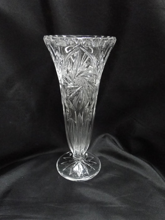 Clear, Tall, Glass, Spinning Stars: Vase, 11" Tall x 4 7/8" Top Diam --  MG#222