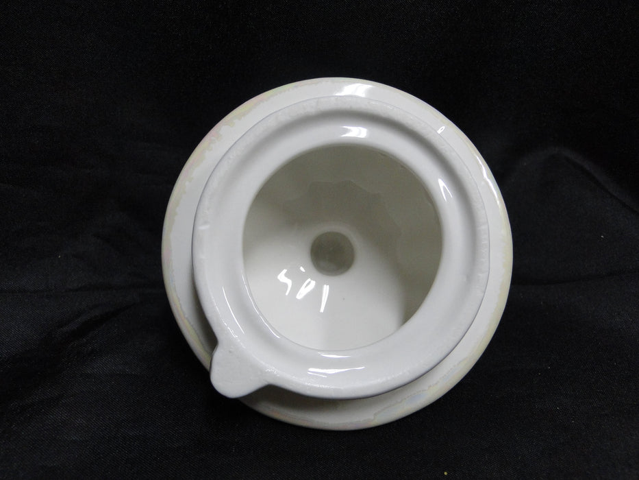 Grace's Teaware Iridescent White w/ Gold Trim, Fluted: Teapot & Lid, 8"