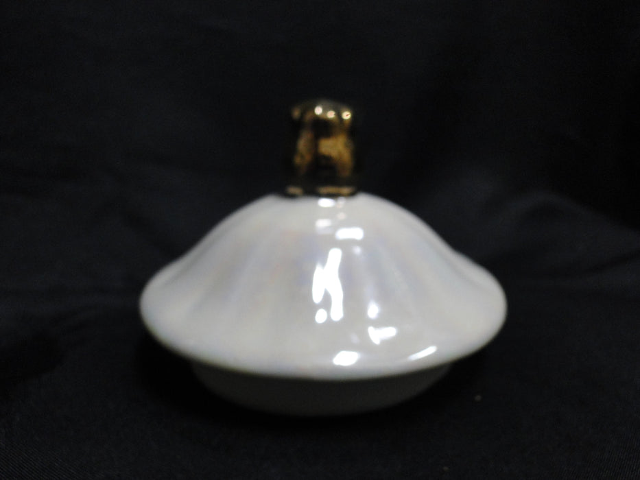 Grace's Teaware Iridescent White w/ Gold Trim, Fluted: Teapot & Lid, 8"