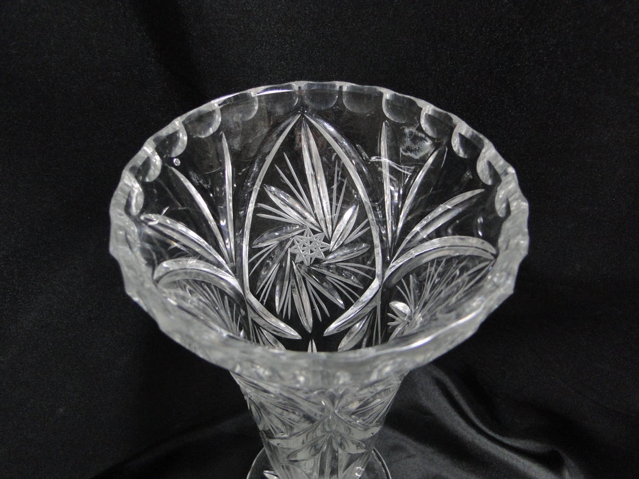 Clear, Tall, Glass, Spinning Stars: Vase, 11" Tall x 4 7/8" Top Diam --  MG#222