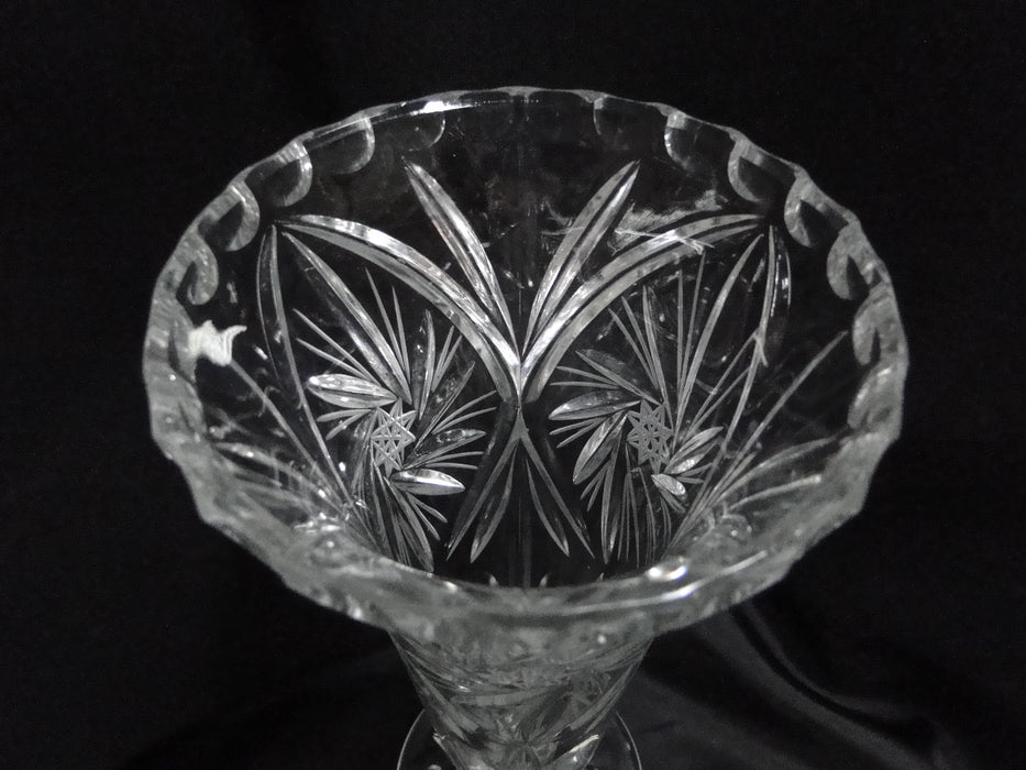 Clear, Tall, Glass, Spinning Stars: Vase, 11" Tall x 4 7/8" Top Diam --  MG#222