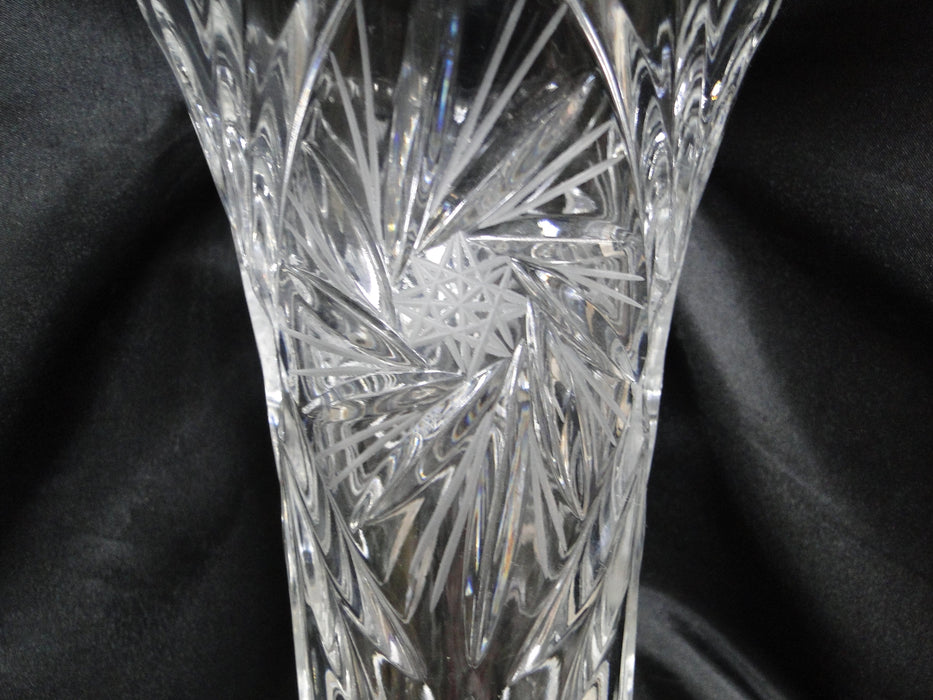 Clear, Tall, Glass, Spinning Stars: Vase, 11" Tall x 4 7/8" Top Diam --  MG#222