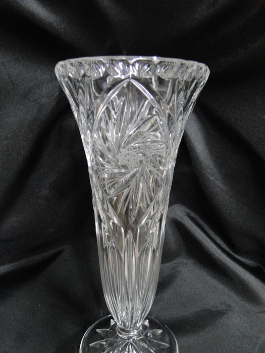 Clear, Tall, Glass, Spinning Stars: Vase, 11" Tall x 4 7/8" Top Diam --  MG#222