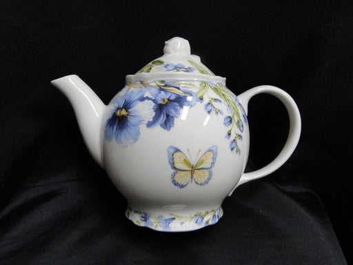 222 Fifth Lyanna Blue, Blue Flowers: Teapot & Lid, 7" Tall