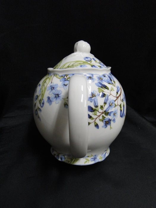 222 Fifth Lyanna Blue, Blue Flowers: Teapot & Lid, 7" Tall