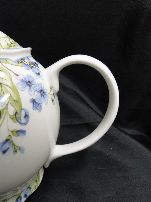 222 Fifth Lyanna Blue, Blue Flowers: Teapot & Lid, 7" Tall