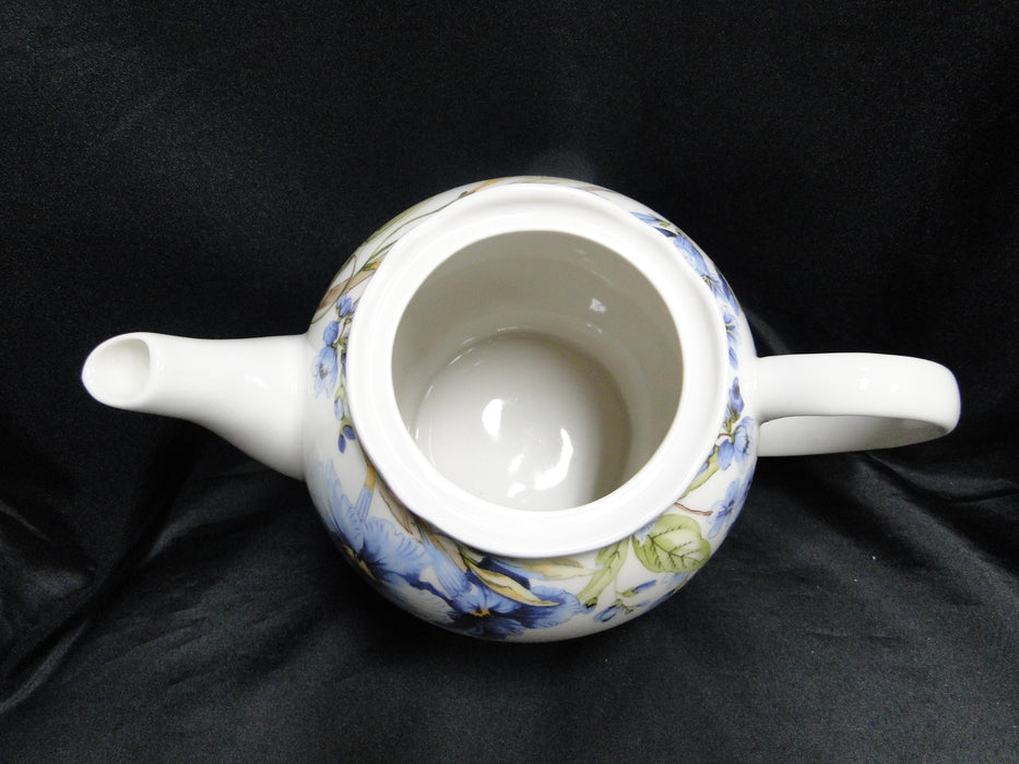 222 Fifth Lyanna Blue, Blue Flowers: Teapot & Lid, 7" Tall