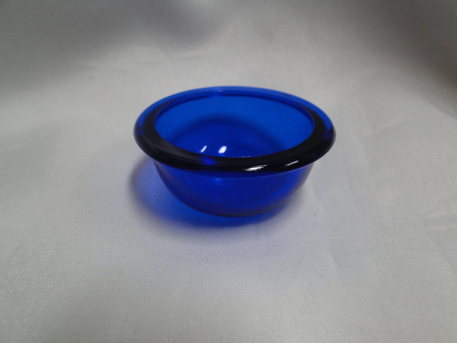 Silverplate & Cobalt Glass: Small Footed Holder w/ Blue Glass Bowl, 2"