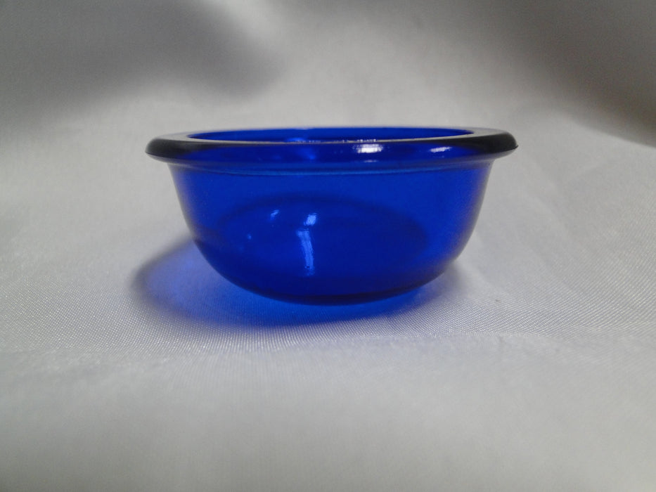 Silverplate & Cobalt Glass: Small Footed Holder w/ Blue Glass Bowl, 2"