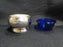 Silverplate & Cobalt Glass: Small Footed Holder w/ Blue Glass Bowl, 2"