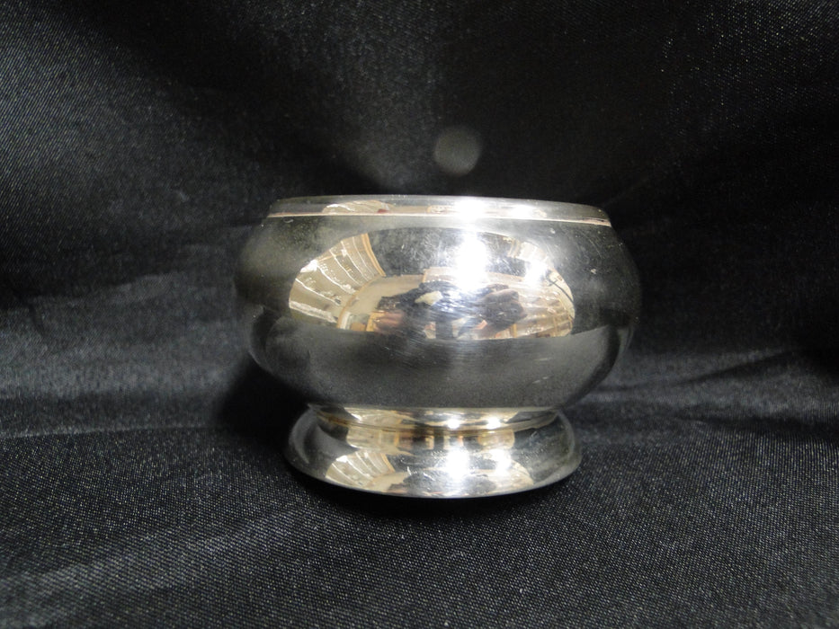 Silverplate & Cobalt Glass: Small Footed Holder w/ Blue Glass Bowl, 2"