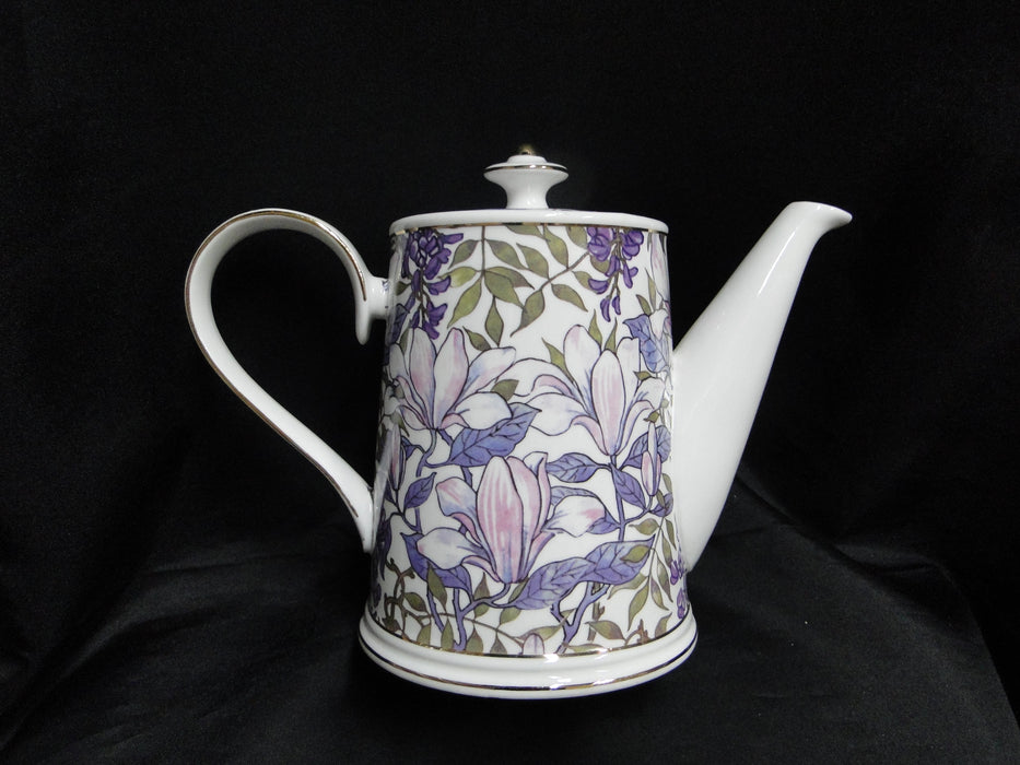 Grace's Teaware Purple Florals on White: Teapot & Lid, 7"Tall