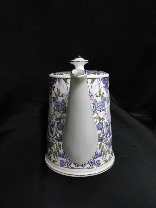 Grace's Teaware Purple Florals on White: Teapot & Lid, 7"Tall