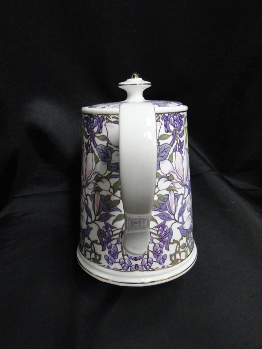 Grace's Teaware Purple Florals on White: Teapot & Lid, 7"Tall