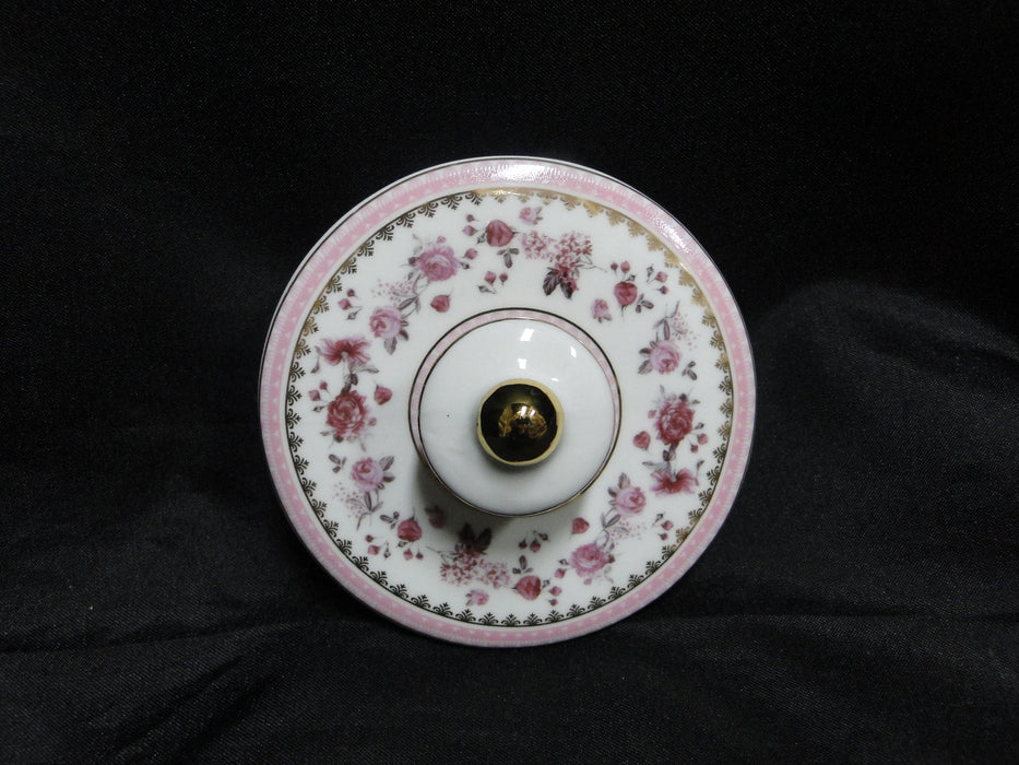 Grace's Teaware Pink Roses & Pink Band on White: Teapot & Lid, 7"Tall