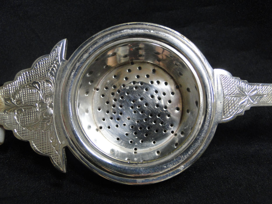 EPNS, Electroplated Nickle Silver: Tea Strainer, 6" Long x 2 1/2" Wide