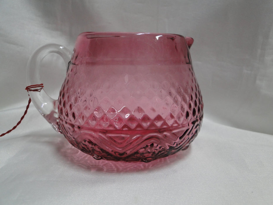 Pilgrim Bennington Cranberry Glass, Embossed: Creamer & Open Sugar Bowl Set