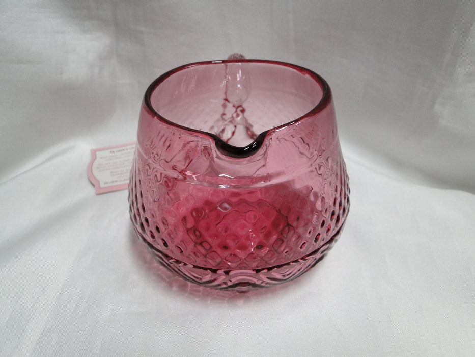 Pilgrim Bennington Cranberry Glass, Embossed: Creamer & Open Sugar Bowl Set
