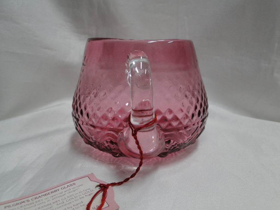 Pilgrim Bennington Cranberry Glass, Embossed: Creamer & Open Sugar Bowl Set