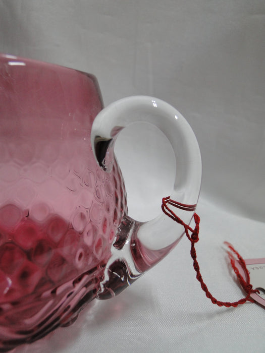 Pilgrim Bennington Cranberry Glass, Embossed: Creamer & Open Sugar Bowl Set