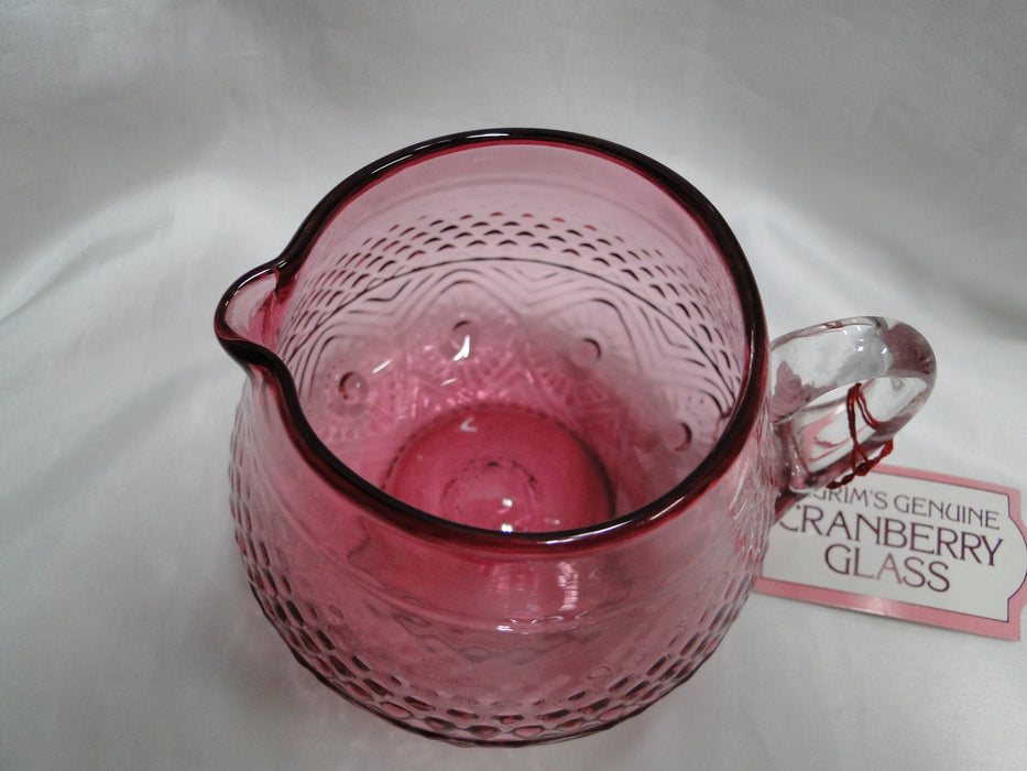 Pilgrim Bennington Cranberry Glass, Embossed: Creamer & Open Sugar Bowl Set