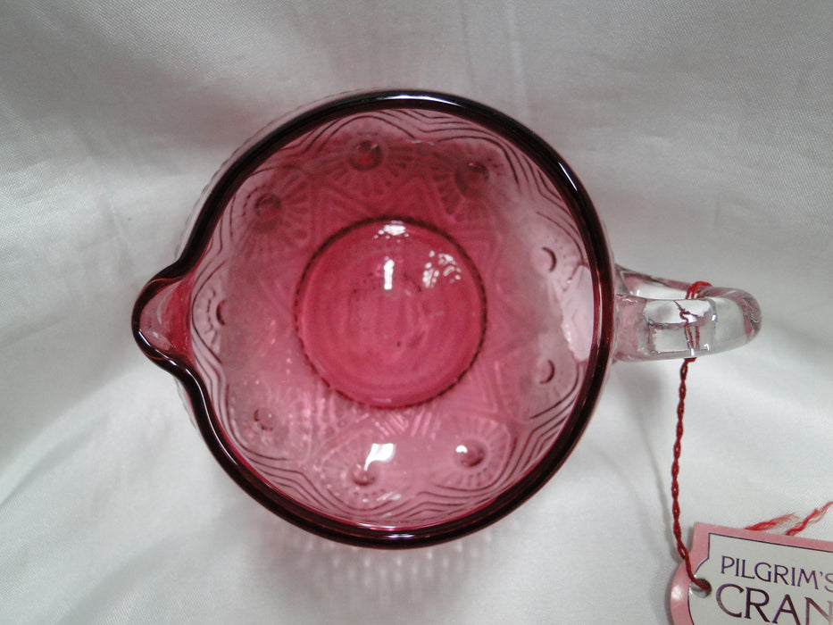 Pilgrim Bennington Cranberry Glass, Embossed: Creamer & Open Sugar Bowl Set