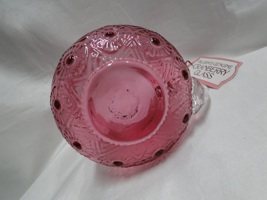 Pilgrim Bennington Cranberry Glass, Embossed: Creamer & Open Sugar Bowl Set