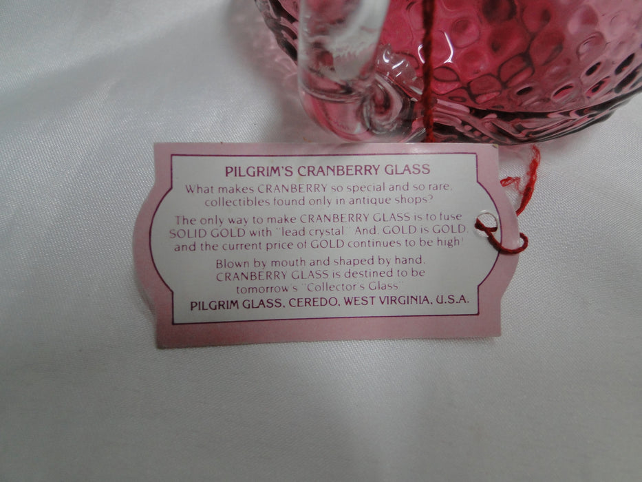 Pilgrim Bennington Cranberry Glass, Embossed: Creamer & Open Sugar Bowl Set