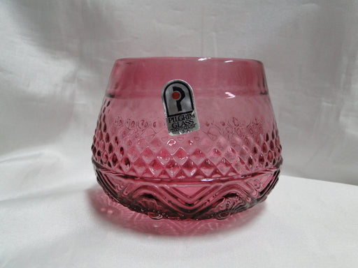Pilgrim Bennington Cranberry Glass, Embossed: Creamer & Open Sugar Bowl Set