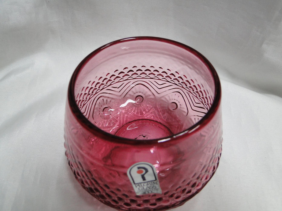 Pilgrim Bennington Cranberry Glass, Embossed: Creamer & Open Sugar Bowl Set