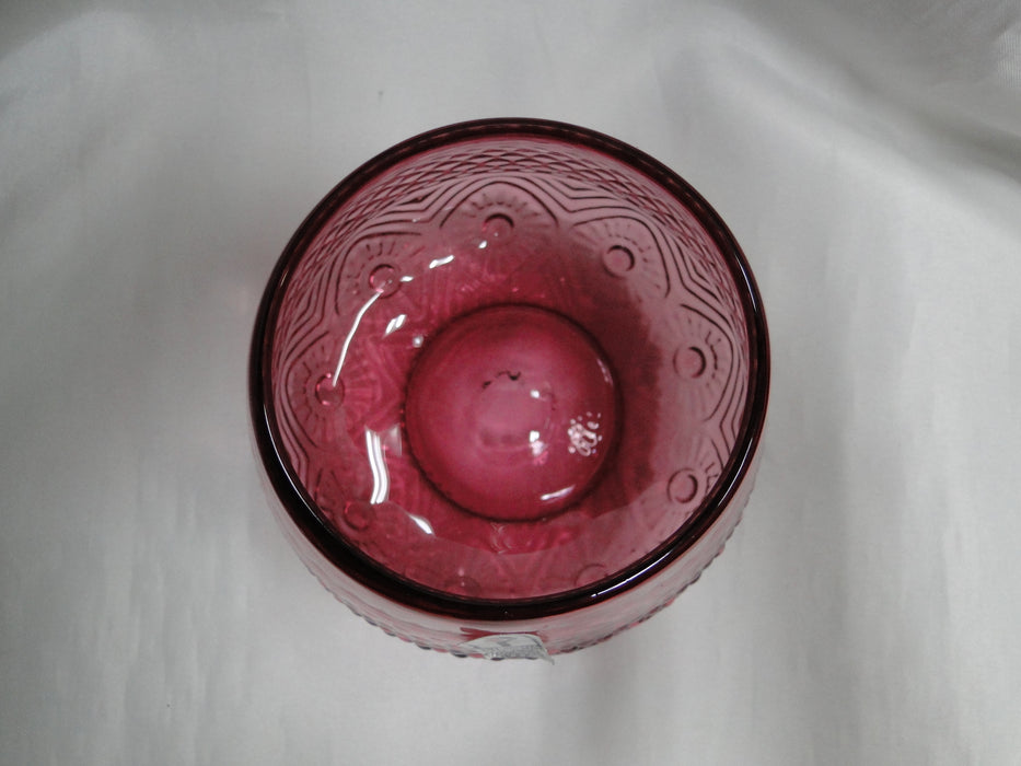 Pilgrim Bennington Cranberry Glass, Embossed: Creamer & Open Sugar Bowl Set