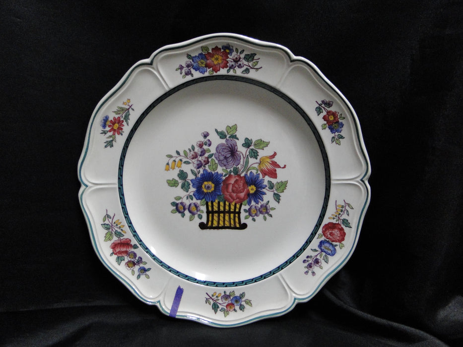 Wedgwood Floral, A6793, Flowers, Green Trim: Dinner Plate, 10", As Is