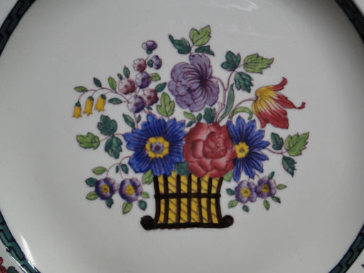 Wedgwood Floral, A6793, Flowers, Green Trim: Dinner Plate, 10", As Is