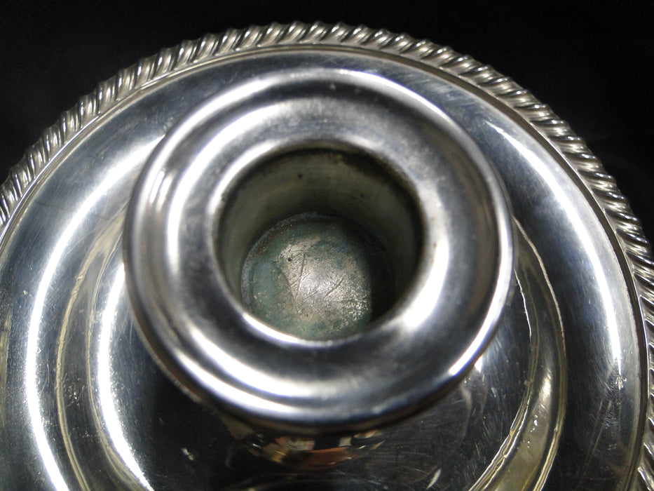 Silverplate w/ Rope Edge: Candlestick Holder w/ Thumb Rest, Hanging Snuffer