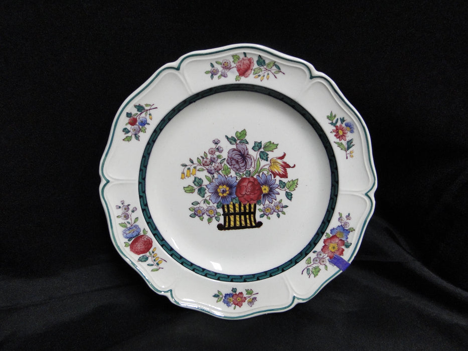Wedgwood Floral, A6793, Flowers, Green Trim: Bread Plate (s), 6 3/8", As Is