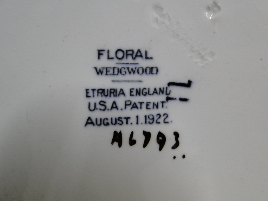 Wedgwood Floral, A6793, Flowers, Green Trim: Bread Plate (s), 6 3/8", As Is