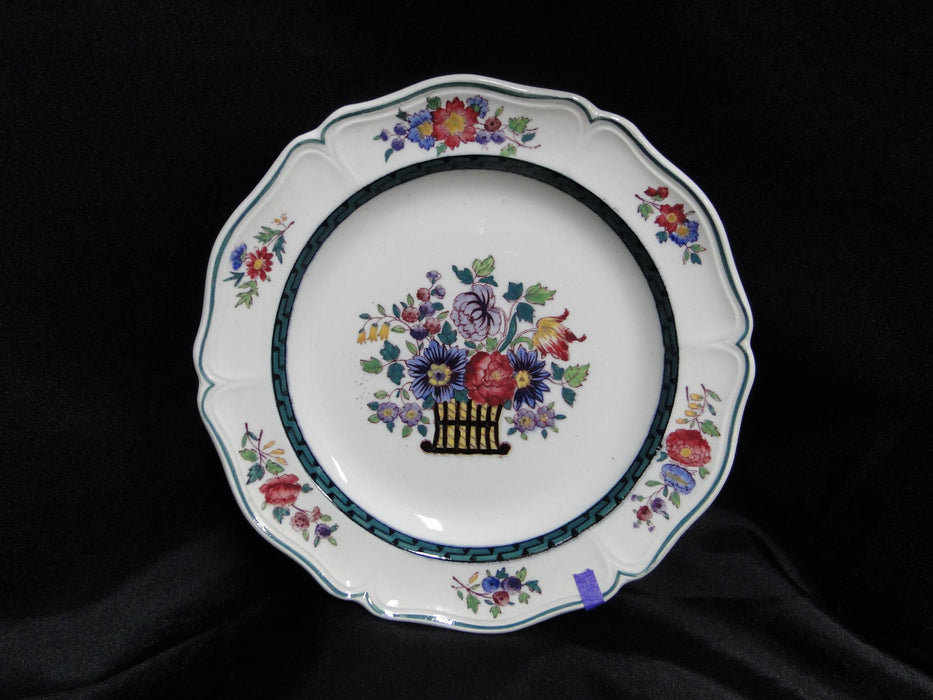 Wedgwood Floral, A6793, Flowers, Green Trim: Bread Plate (s), 6 3/8", As Is