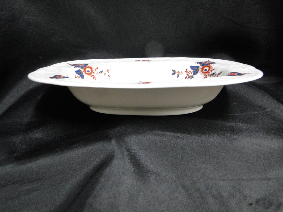 Coalport St Louis, White w/ Blue, Rust, Gold: Oval Serving Bowl, 9 3/8"