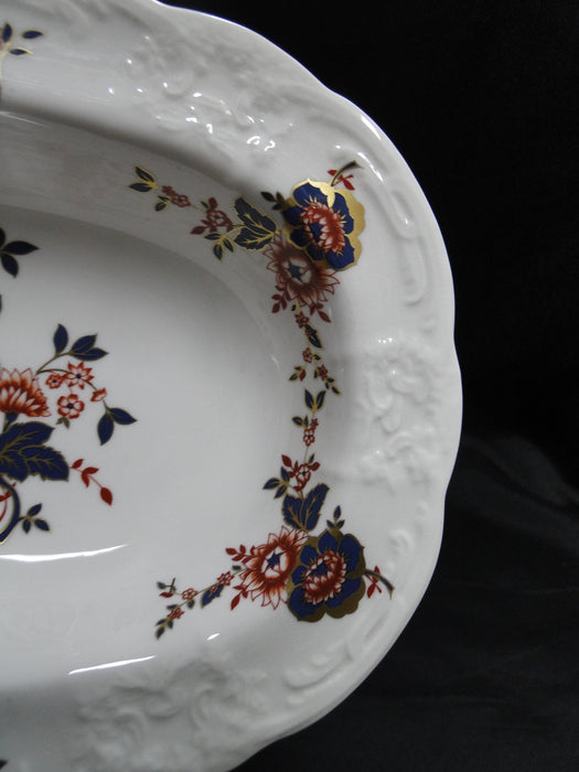 Coalport St Louis, White w/ Blue, Rust, Gold: Oval Serving Bowl, 9 3/8"