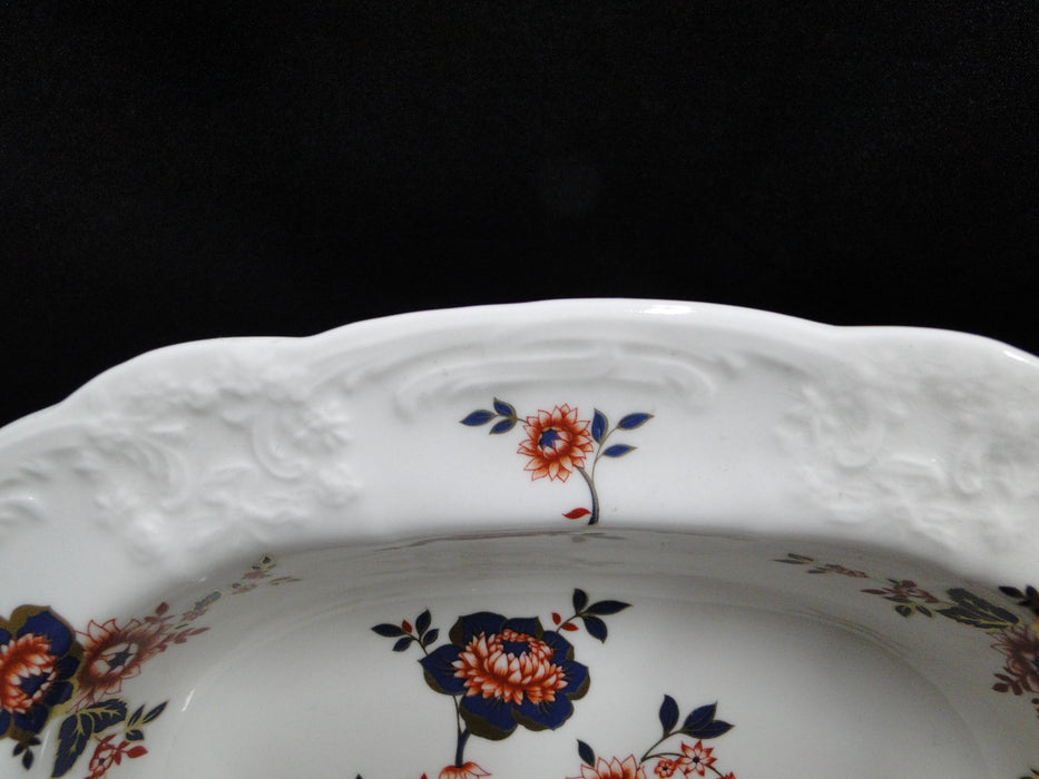Coalport St Louis, White w/ Blue, Rust, Gold: Oval Serving Bowl, 9 3/8"