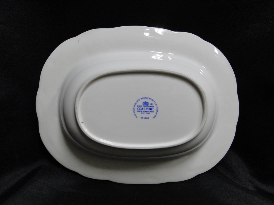 Coalport St Louis, White w/ Blue, Rust, Gold: Oval Serving Bowl, 9 3/8"