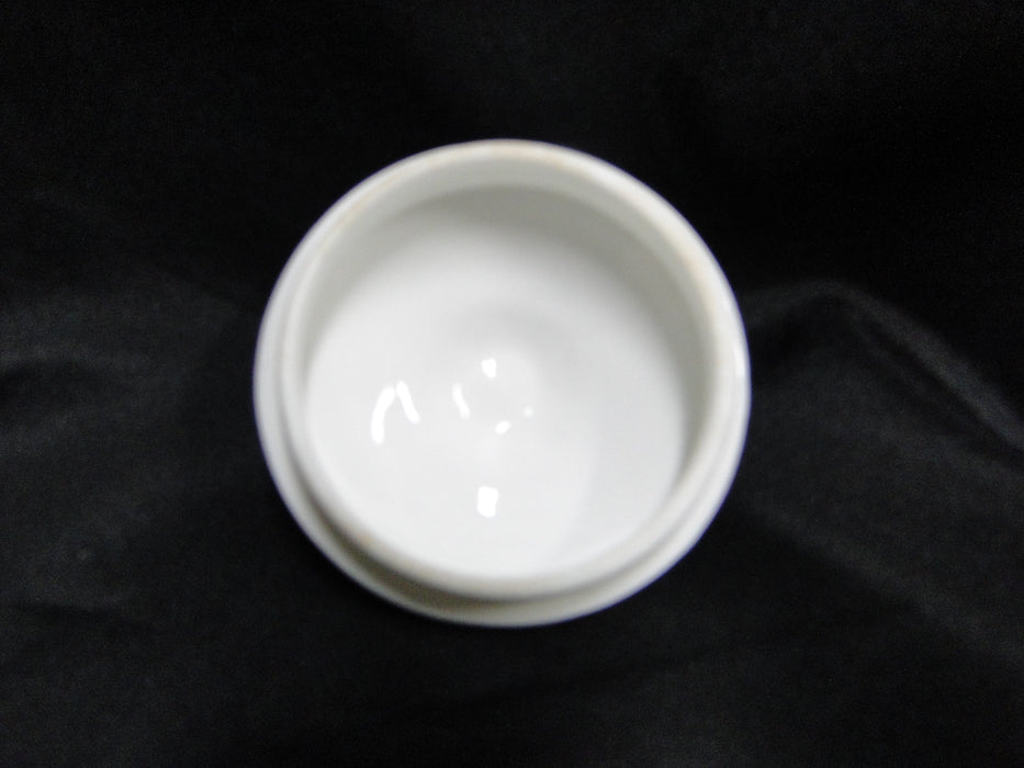 Coalport St Louis, White w/ Blue, Rust, Gold: Sugar Bowl & Lid, 3 3/4" Tall