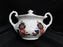 Coalport St Louis, White w/ Blue, Rust, Gold: Sugar Bowl & Lid, 3 3/4" Tall