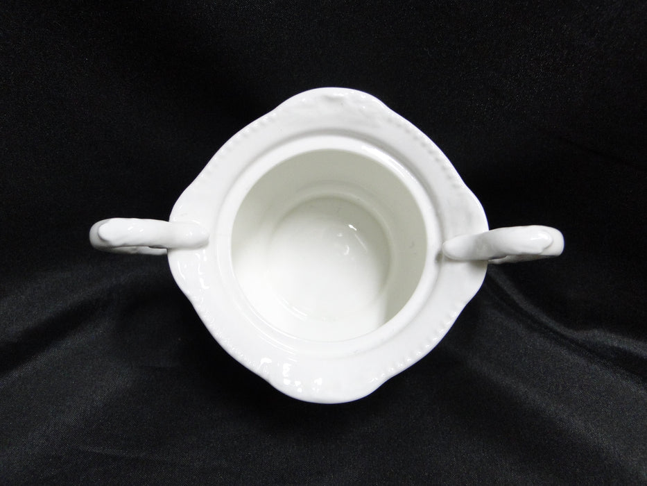 Coalport St Louis, White w/ Blue, Rust, Gold: Sugar Bowl & Lid, 3 3/4" Tall